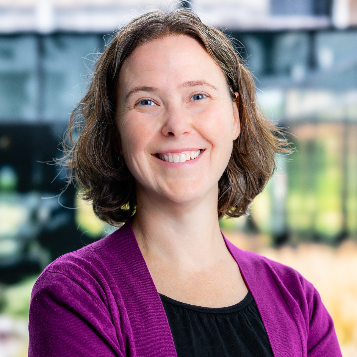 Beamline scientist Jessica McChesney poses for a photo